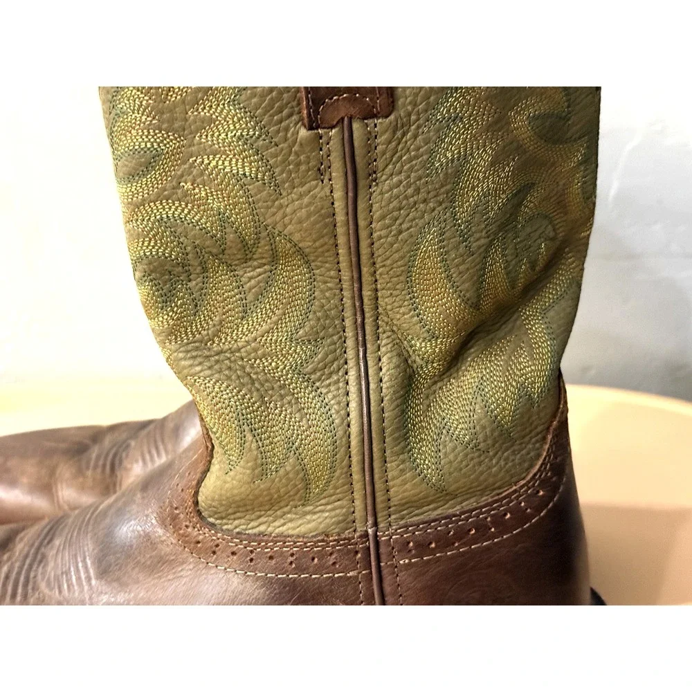 Justin Work‎ Boots Mens 10 D Square Steel Toe Brown Boots Style WK4687